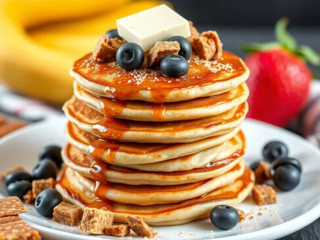 Protein Pancake Stacks Topped with EnerVita Bars