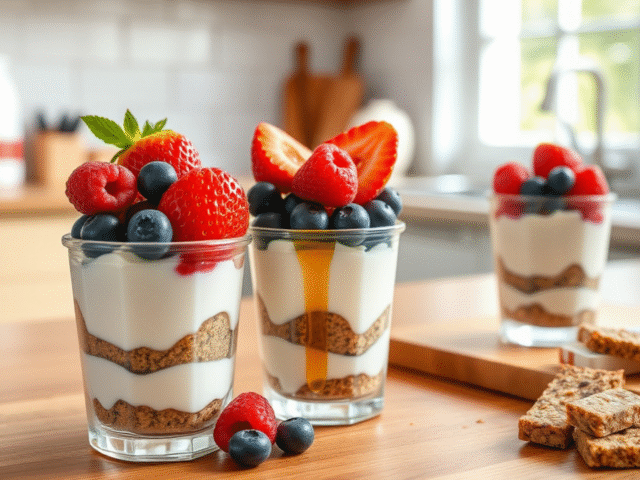 Protein Bar Dessert Cups with Berries & Yogurt